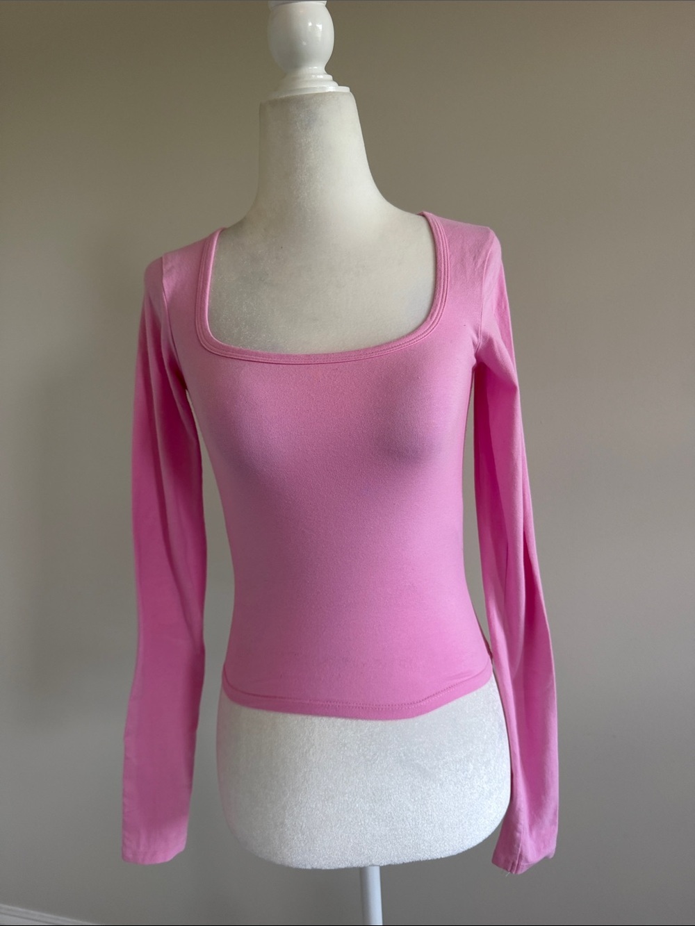 Hollister Pink Long Sleeve Square Neck Crop Top